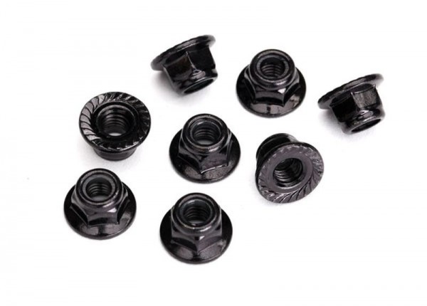 Stopmutter Stahl 5mm mit Flansch verzahnt schwarz (8) TRAXXAS UDR, Maxx